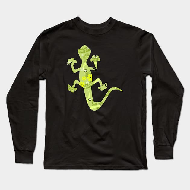 Cute Lizard Reptile Iguana Gecko Pet Silhouette Long Sleeve T-Shirt by BuddyandPrecious